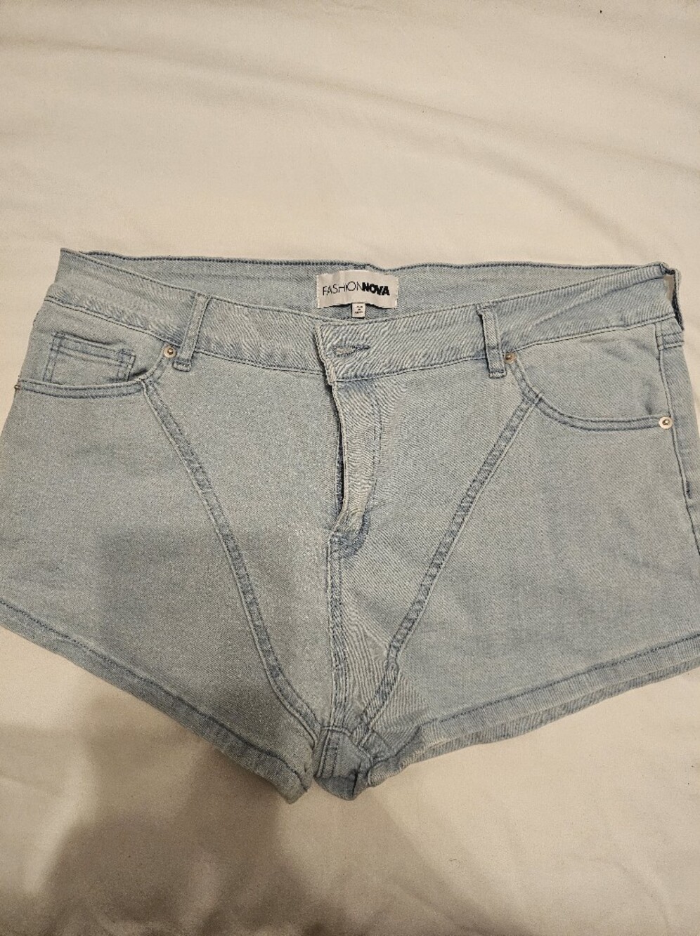 Fashion Nova Light Blue High-Rise Denim Shorts